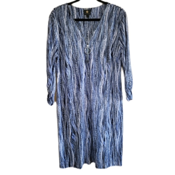 JM COLLECTION Sheath Dress  V-Neck with Zipper Size Large New - Picture 2 of 4